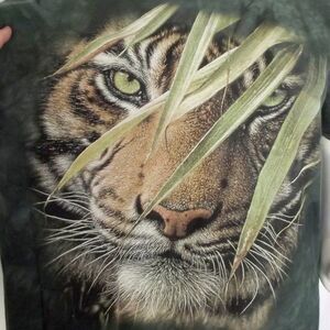 The MOUNTAIN Tee, XL, TIGER, Green Tie-dye, San Diego Zoo, Short sleeves, Face